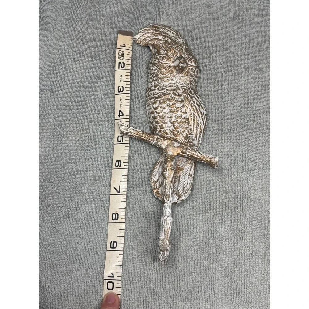Cockatoo Wall Hook Gold White Tropical Parrot Decorative Bird Hanger 9.5in